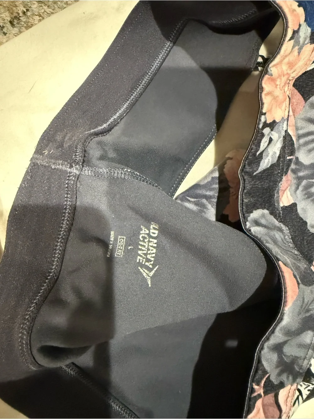 Old Navy Navy Floral One-Piece Bodysuit with Pink Accents
